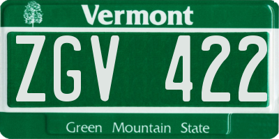 VT license plate ZGV422