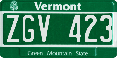VT license plate ZGV423