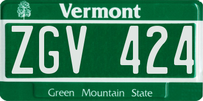 VT license plate ZGV424