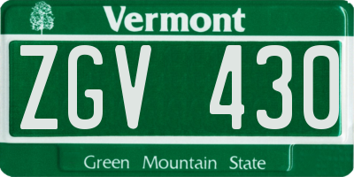 VT license plate ZGV430