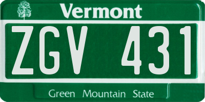 VT license plate ZGV431