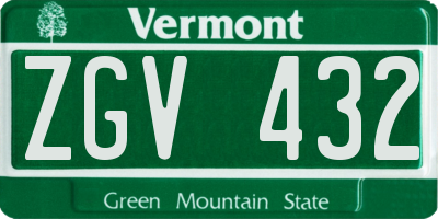 VT license plate ZGV432