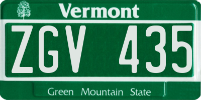 VT license plate ZGV435