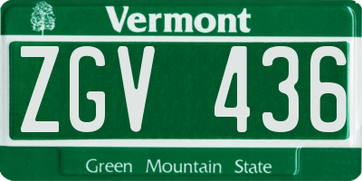 VT license plate ZGV436