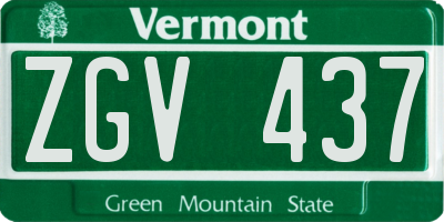 VT license plate ZGV437