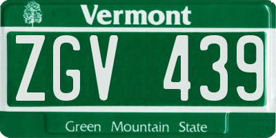 VT license plate ZGV439