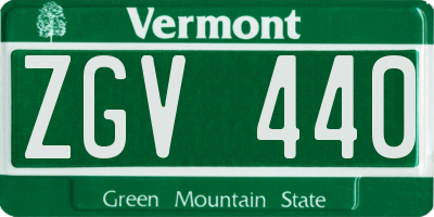 VT license plate ZGV440