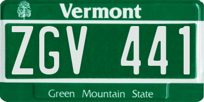 VT license plate ZGV441