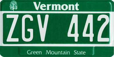 VT license plate ZGV442