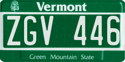 VT license plate ZGV446