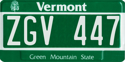 VT license plate ZGV447