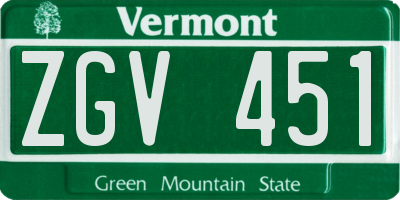 VT license plate ZGV451