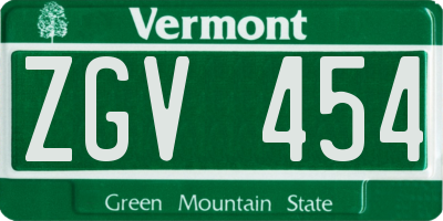 VT license plate ZGV454