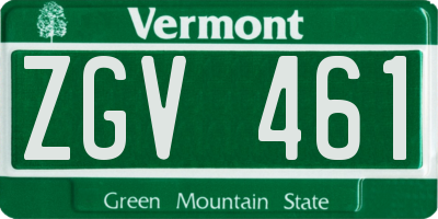 VT license plate ZGV461