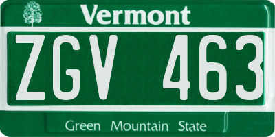 VT license plate ZGV463