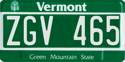 VT license plate ZGV465