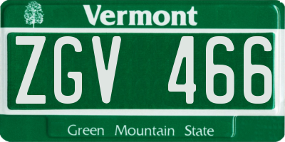 VT license plate ZGV466