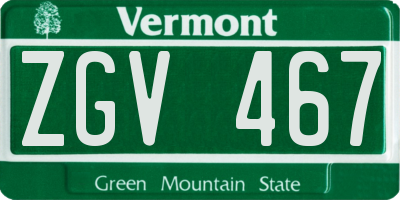 VT license plate ZGV467