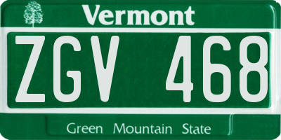 VT license plate ZGV468