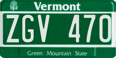 VT license plate ZGV470