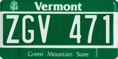 VT license plate ZGV471