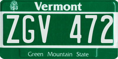 VT license plate ZGV472