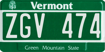 VT license plate ZGV474