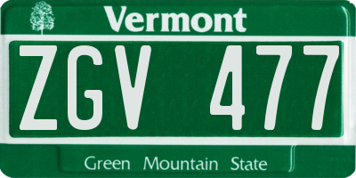 VT license plate ZGV477