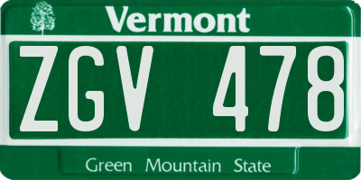 VT license plate ZGV478