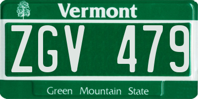 VT license plate ZGV479