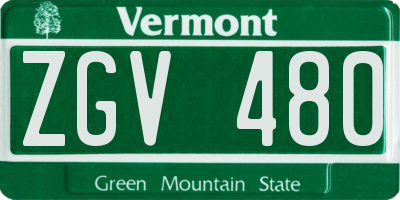 VT license plate ZGV480