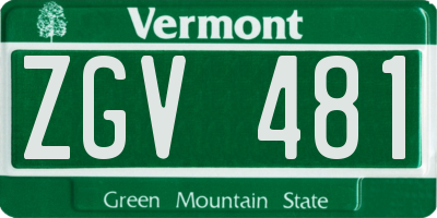VT license plate ZGV481
