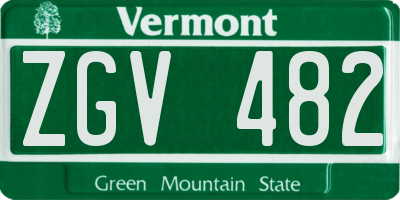 VT license plate ZGV482