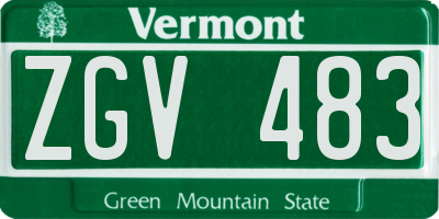 VT license plate ZGV483