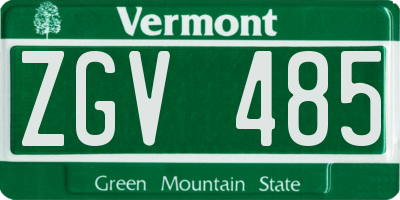 VT license plate ZGV485