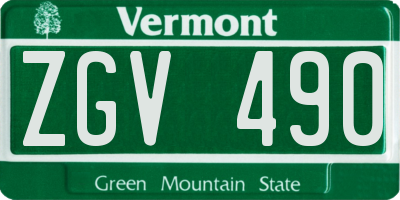 VT license plate ZGV490