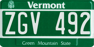 VT license plate ZGV492