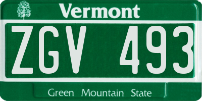 VT license plate ZGV493