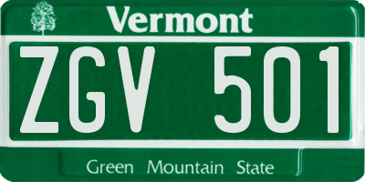 VT license plate ZGV501