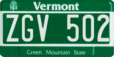 VT license plate ZGV502