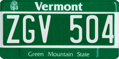 VT license plate ZGV504