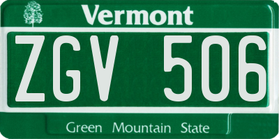 VT license plate ZGV506