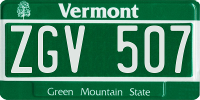 VT license plate ZGV507