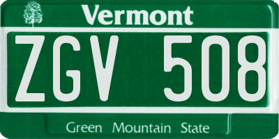 VT license plate ZGV508