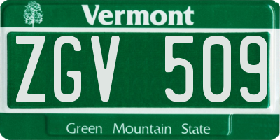 VT license plate ZGV509