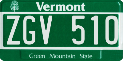 VT license plate ZGV510