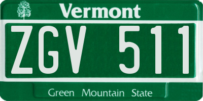 VT license plate ZGV511