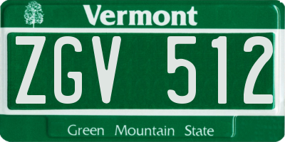VT license plate ZGV512