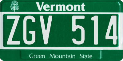VT license plate ZGV514