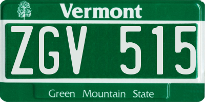 VT license plate ZGV515